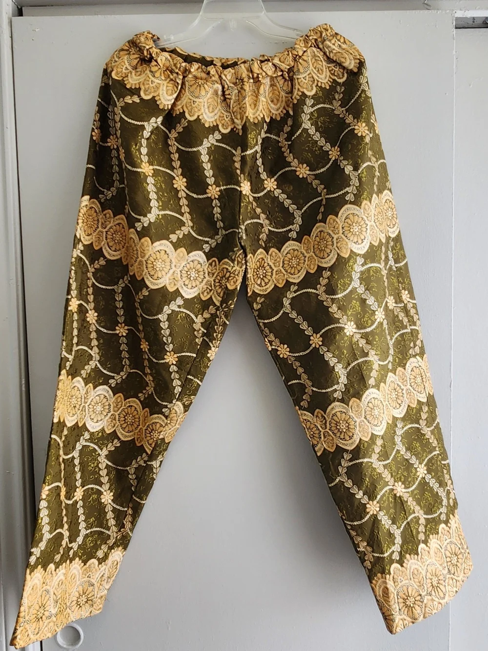 Olive Green and Peach Printed 3-pc Ladies Set